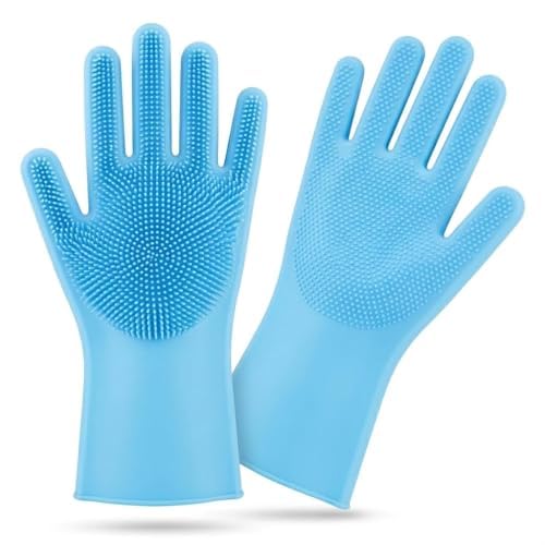 Magic Silicone Dish Washing Gloves with Scrubber Bristles