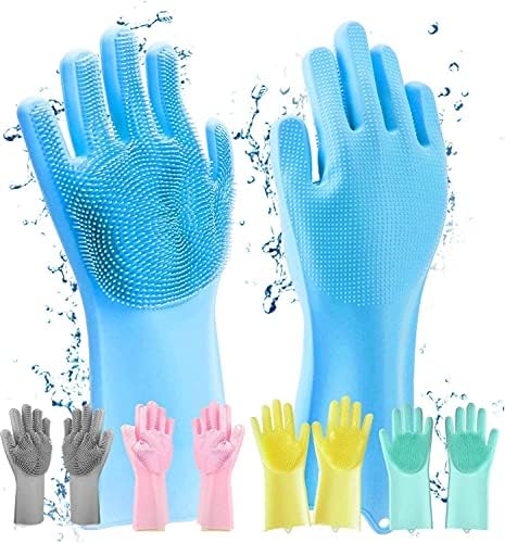 Magic Silicone Dish Washing Gloves with Scrubber Bristles