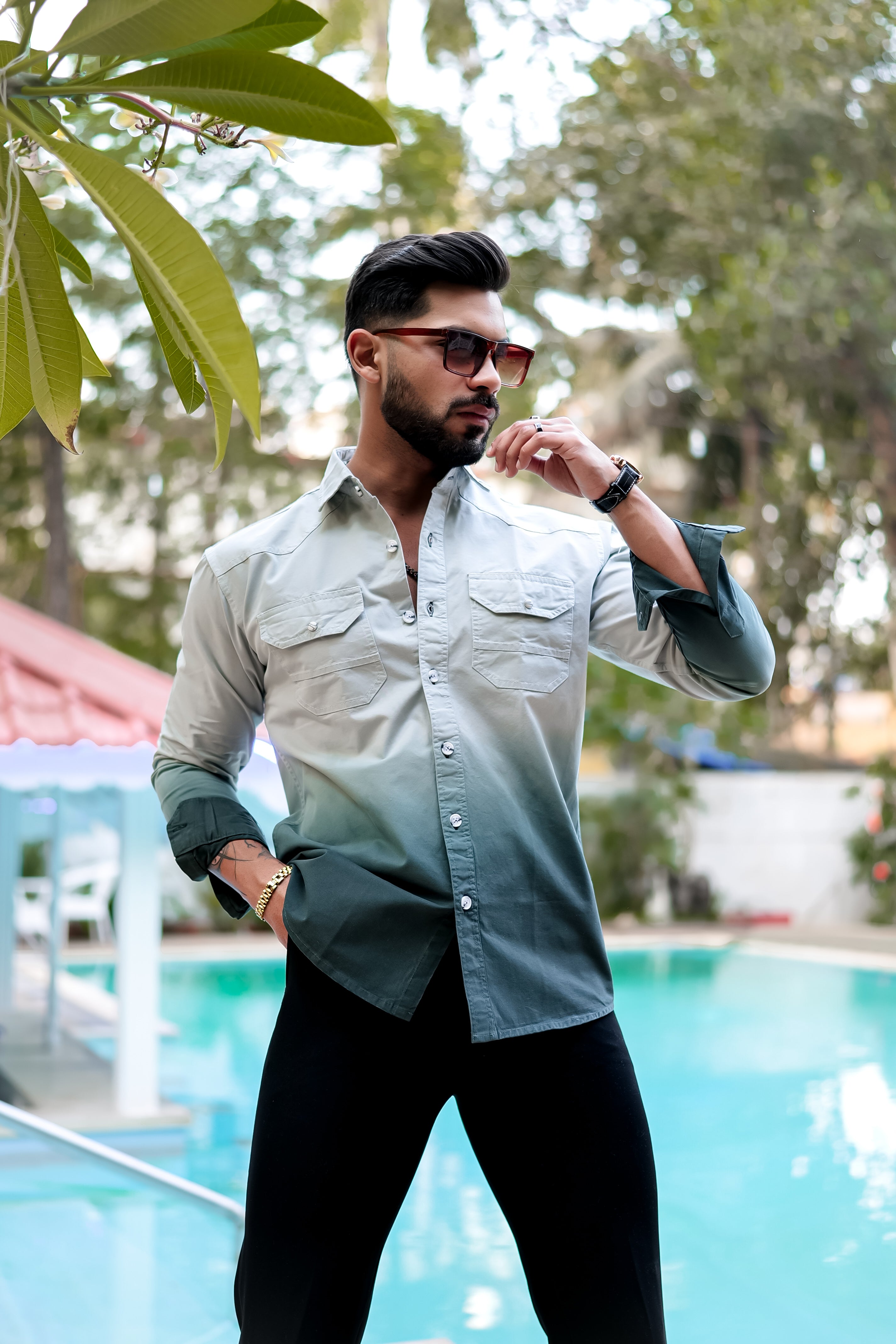 Green designer shirt online
