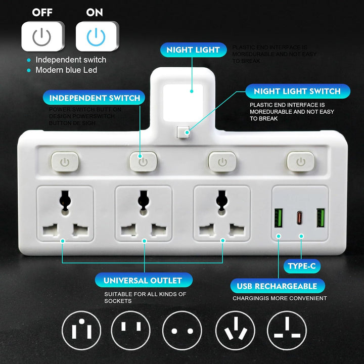 3 USB Multiplug Extension Socket (TR-217)