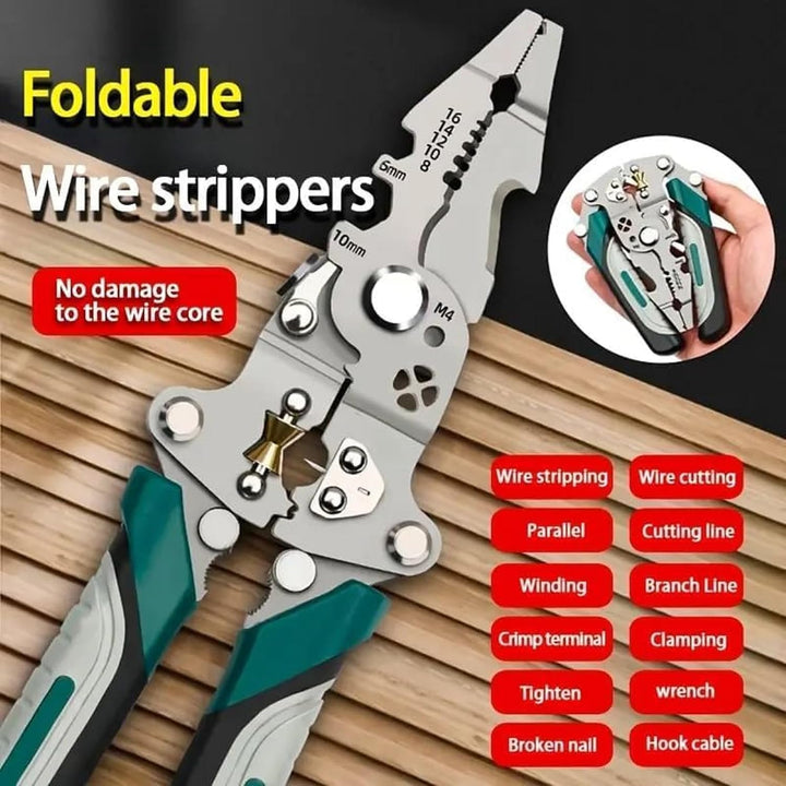 Foldable Wire Stripper Pliers with Cutting & Crimping Function (TR-198)