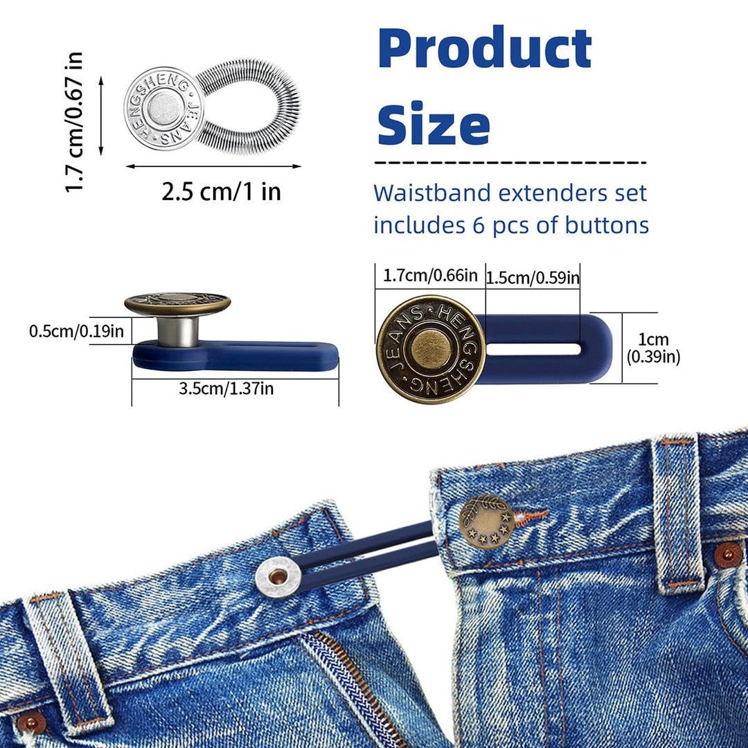 Adjustable Elastic Waist Extender Buttons {pack of 6} (TR-185)