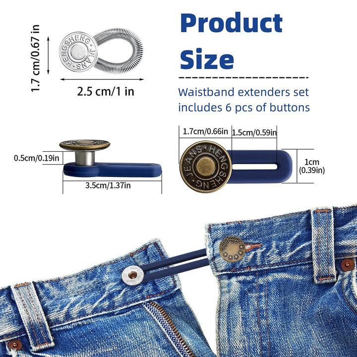 Adjustable Elastic Waist Extender Buttons {pack of 6} (TR-185)