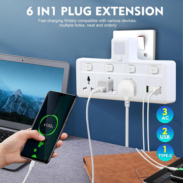 3 USB Multiplug Extension Socket (TR-217)