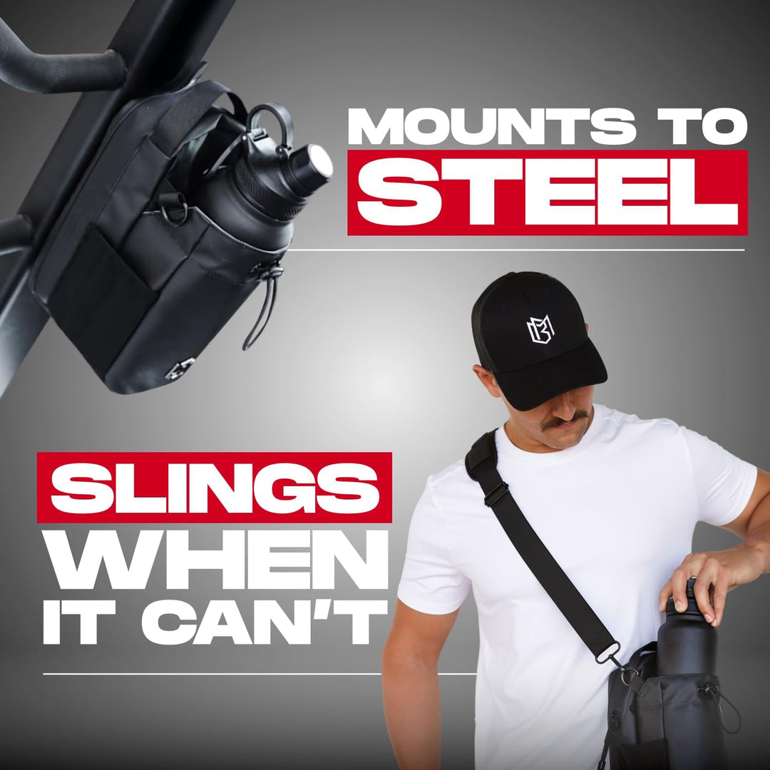 Magnetic Gym Bottle Sling – Hands-Free Bottle Holder with Storage Ideal for Gym , Travel