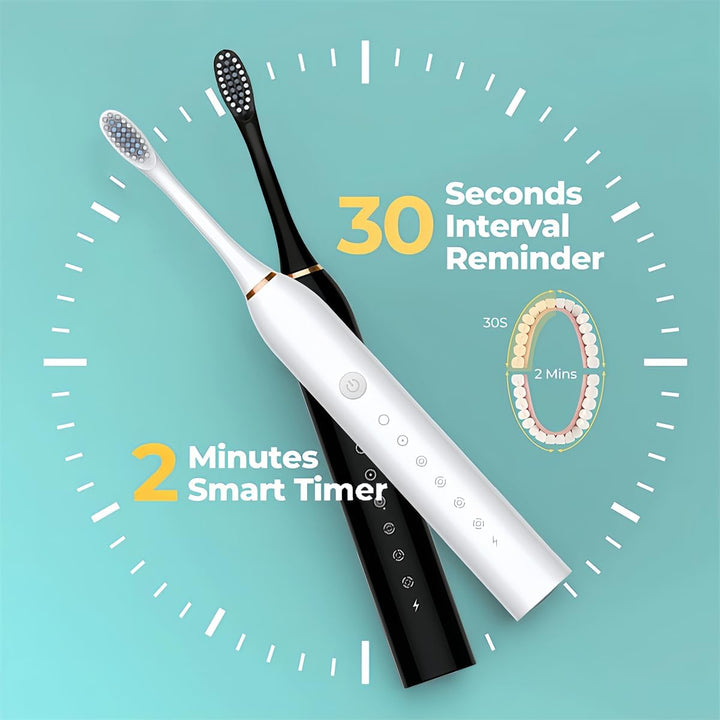 Sonic Electric Toothbrush with 6 Modes, 3 Brush Heads, 1 Interdental Head