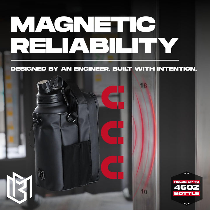 Magnetic Gym Bottle Sling – Hands-Free Bottle Holder with Storage Ideal for Gym , Travel