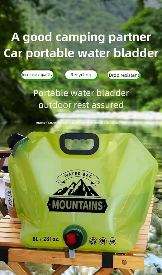 8L Portable Folding Water Storage Bag with Handle for Picnic,Travel, Outdoor Camping