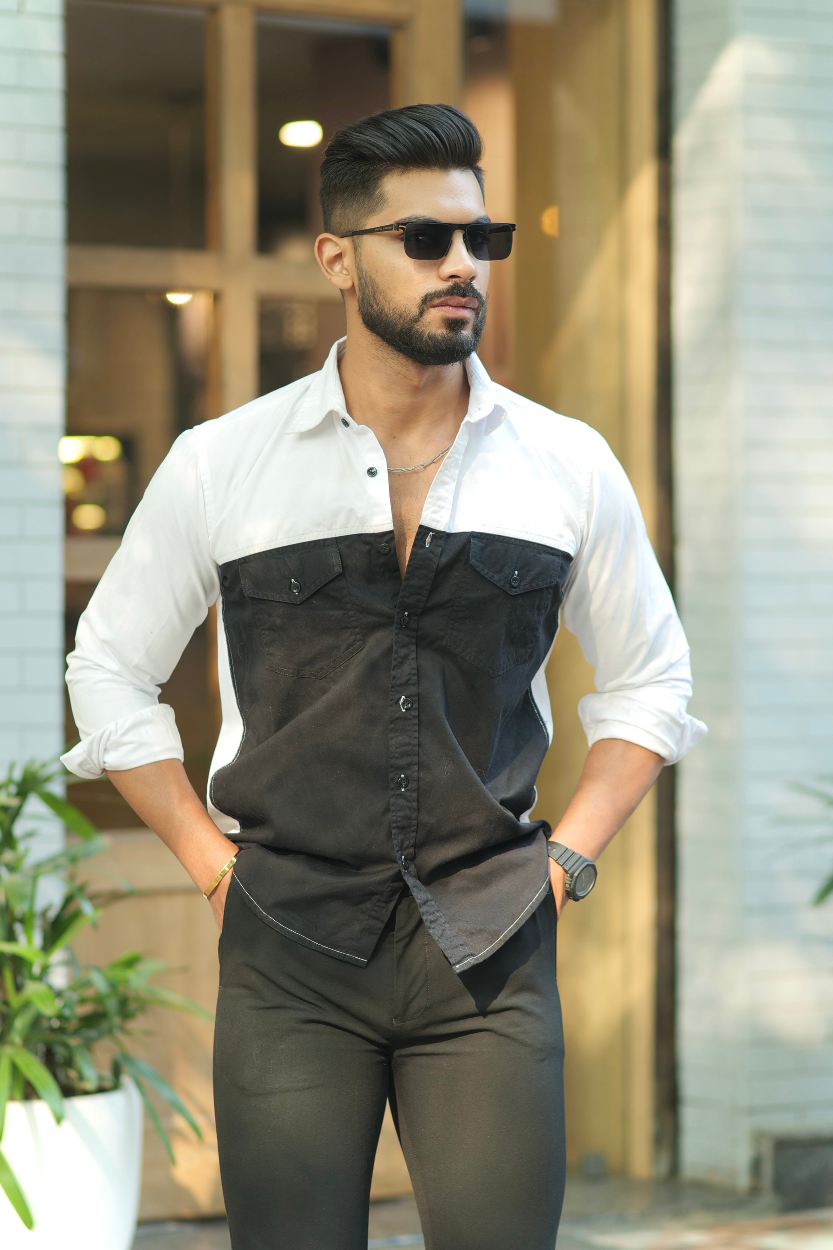 Black designer shirt discount