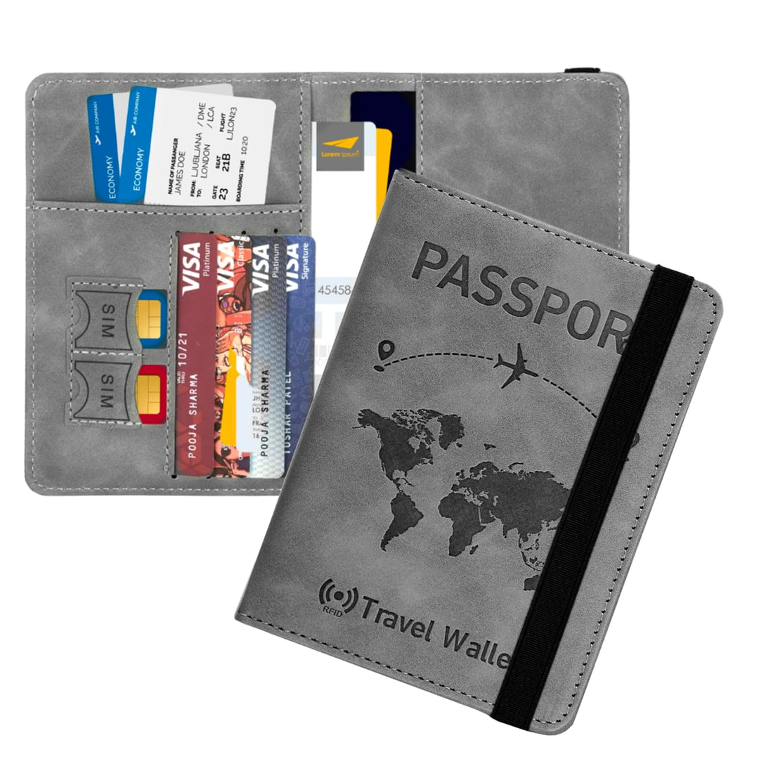 Leather Travel Passport Holder Cover (Pack of 2)