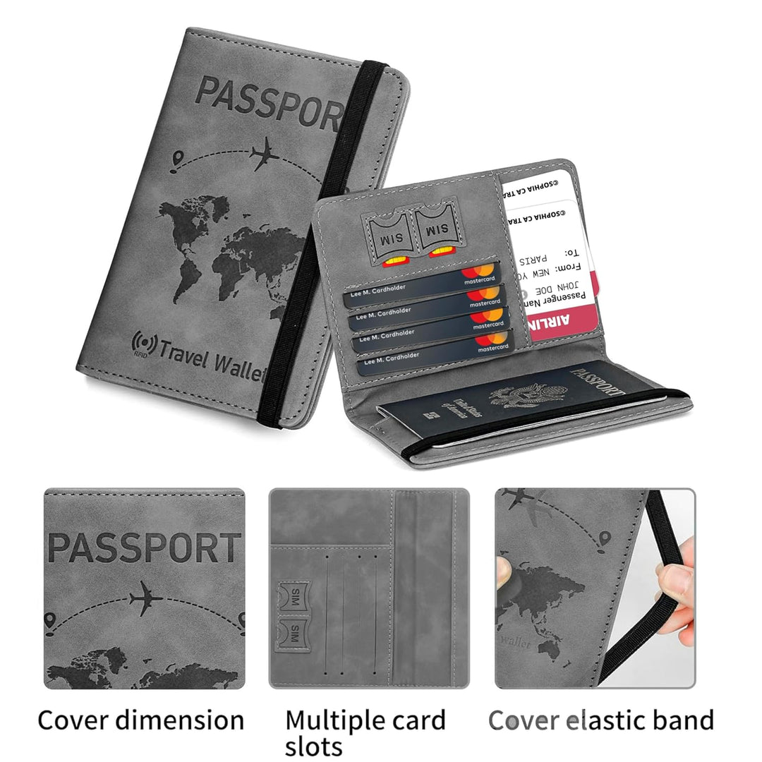 Leather Travel Passport Holder Cover (Pack of 2)