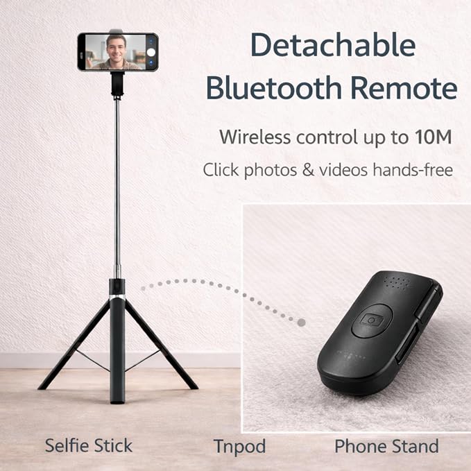3-in-1 Selfie Stick Tripod with Light – 170CM Extendable Stand for Reels, Vlogs & Photos