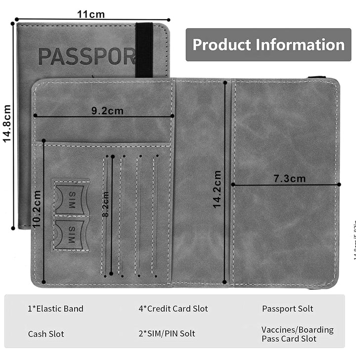 Leather Travel Passport Holder Cover (Pack of 2)
