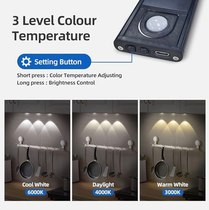 Motion Sensor LED Under Cabinet Light | USB Rechargeable | Magnetic Wireless Wardrobe & Kitchen Light