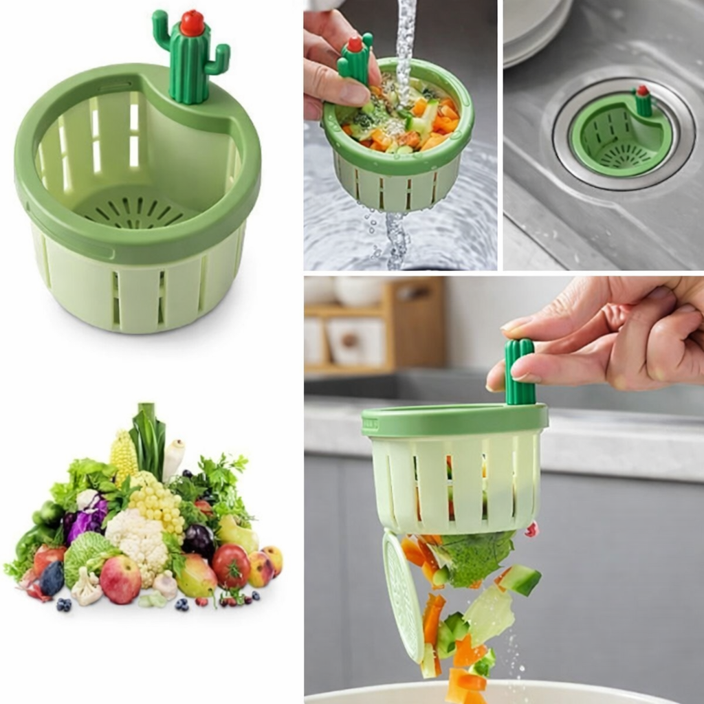 Cactus Kitchen Sink Drain Strainer (Pack of 2) - Automatic Dumping Food Waste Collector | Sink Filter Basket (TR-108)