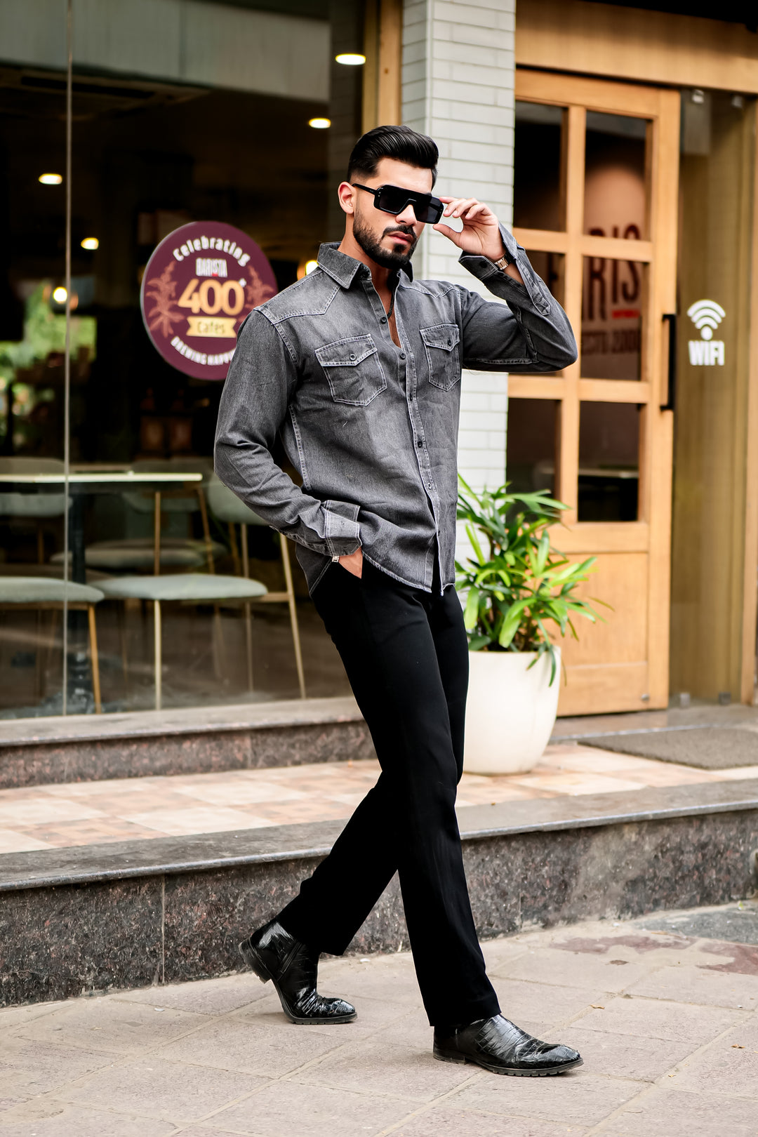 Black Denim Double Pocket Full Sleeve Shirt – Trrendo