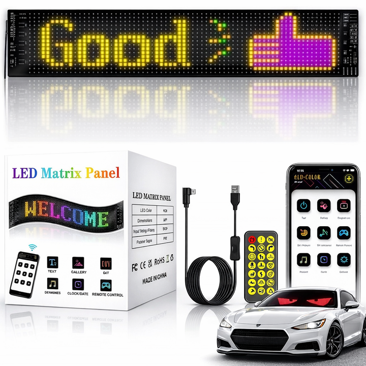 Car LED Display Screen – Customize Messages, Emojis & Effects | Universal Fit