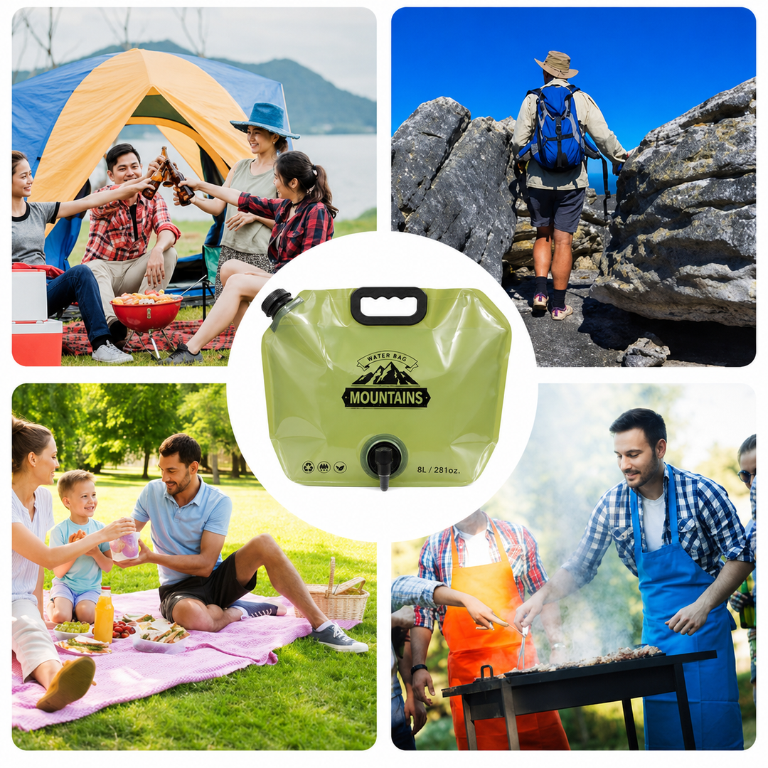 8L Portable Folding Water Storage Bag with Handle for Picnic,Travel, Outdoor Camping