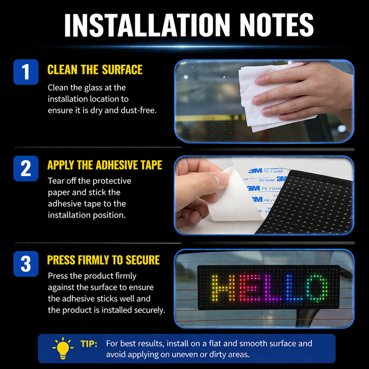 Car LED Display Screen – Customize Messages, Emojis & Effects | Universal Fit