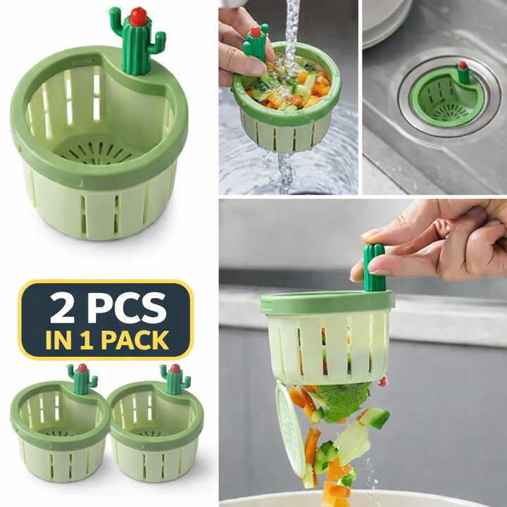 Cactus Kitchen Sink Drain Strainer (Pack of 2) - Automatic Dumping Food Waste Collector | Sink Filter Basket (TR-108)