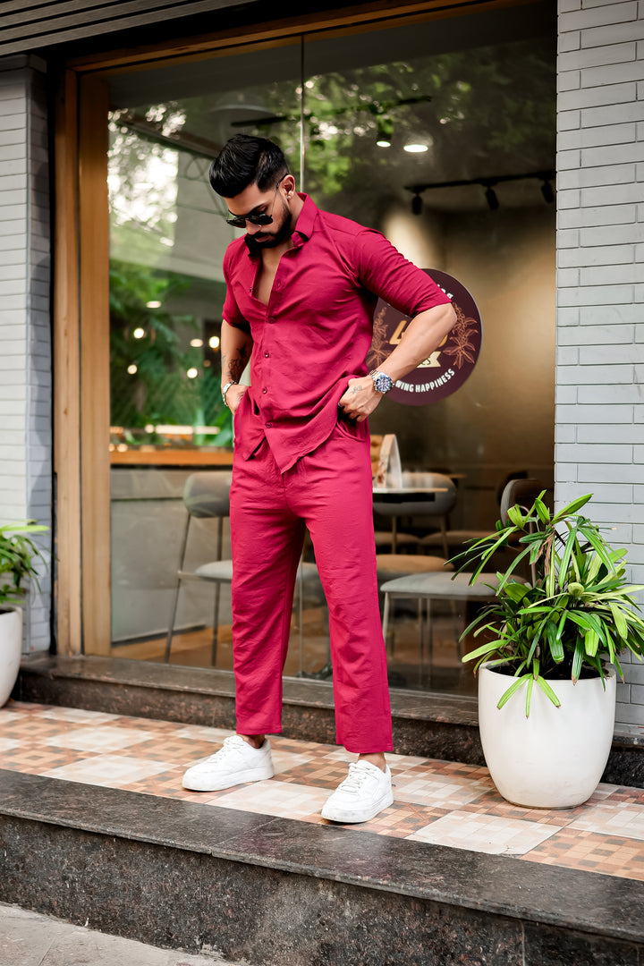 Red Premium Textured Co-Ords Set