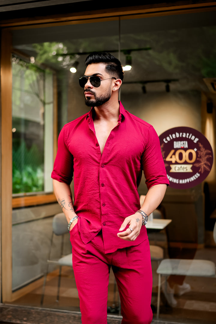 Red Premium Textured Co-Ords Set