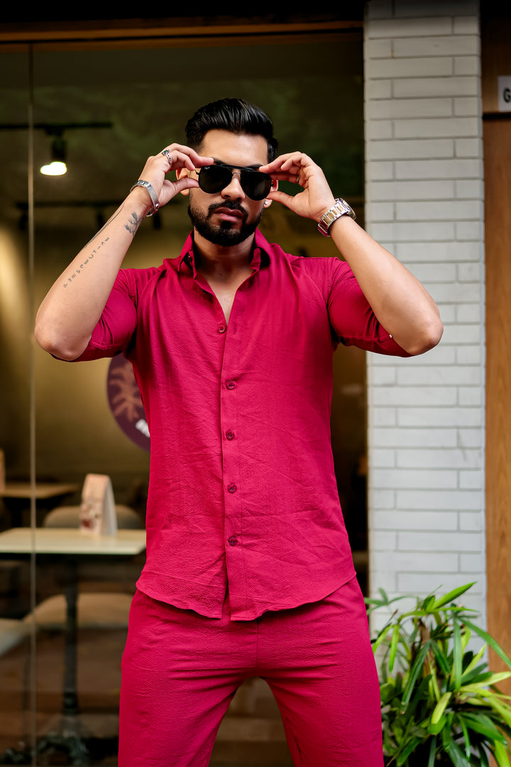 Red Premium Textured Co-Ords Set
