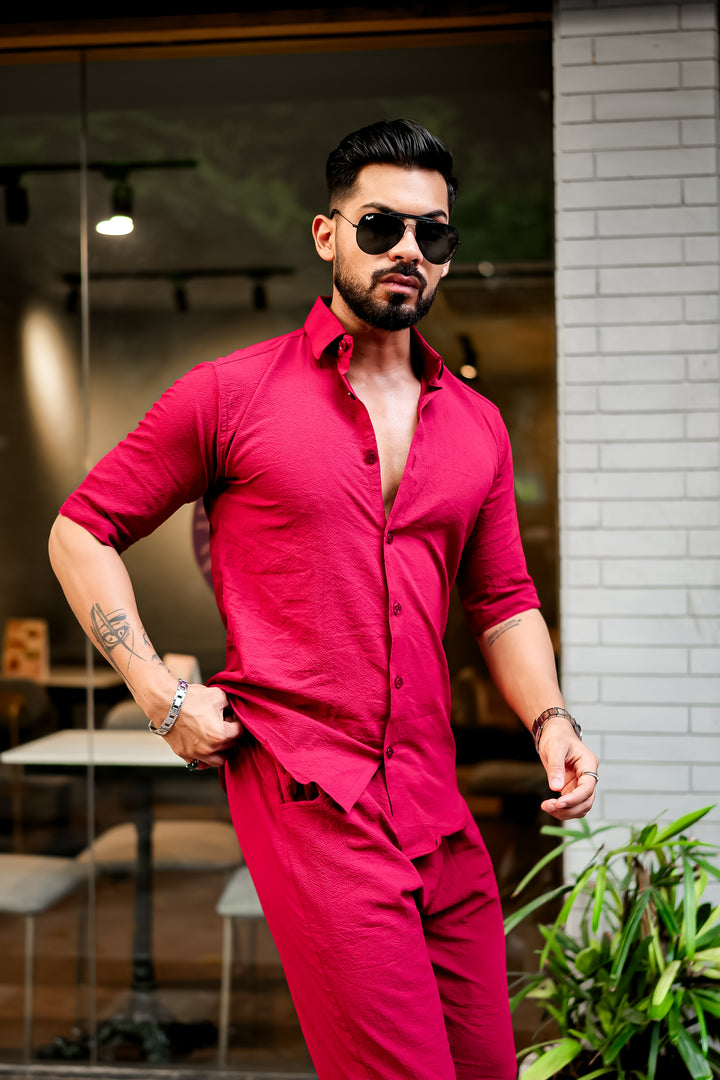 Red Premium Textured Co-Ords Set
