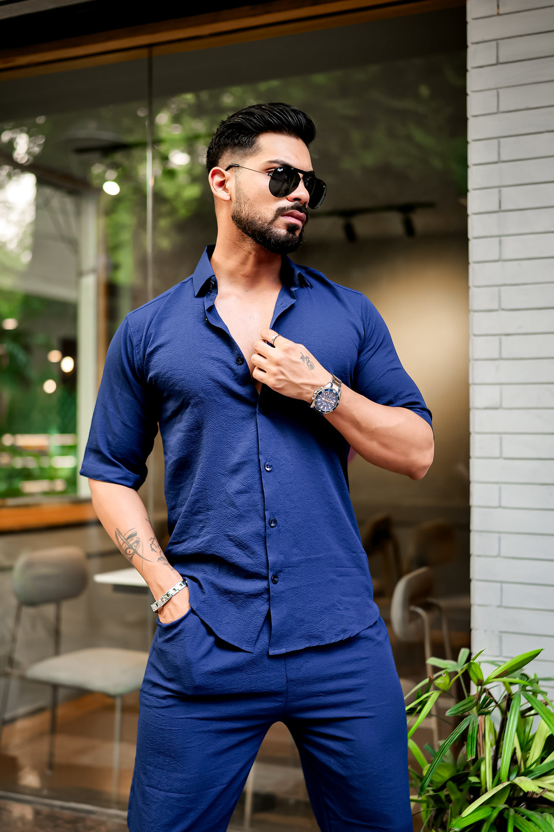 Navy Premium Textured Co-Ords Set