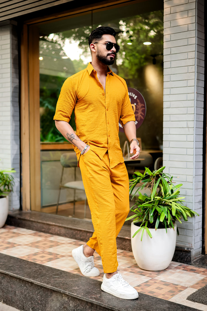 Mustard Premium Textured Co-Ords Set