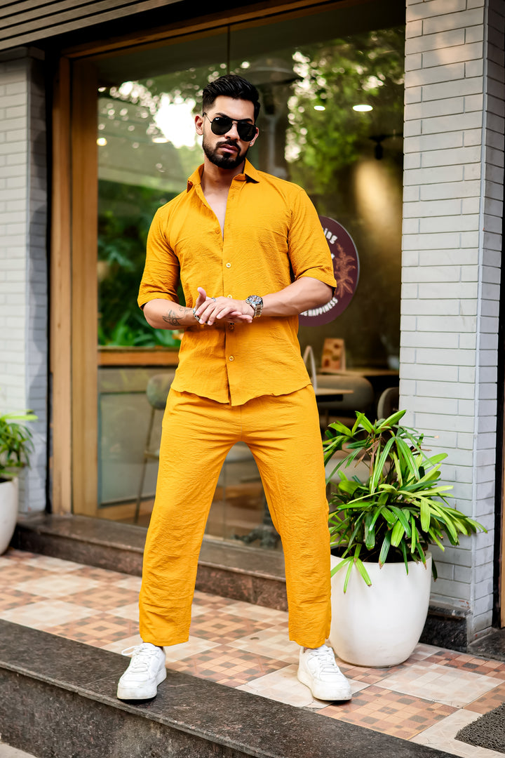 Mustard Premium Textured Co-Ords Set