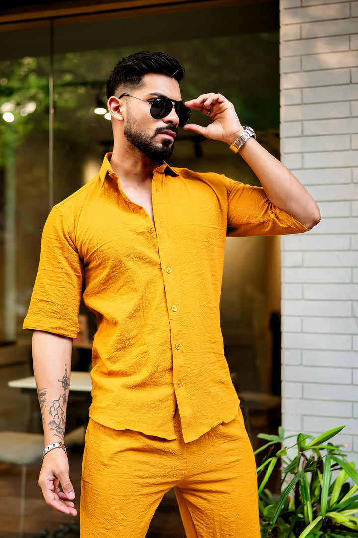 Mustard Premium Textured Co-Ords Set