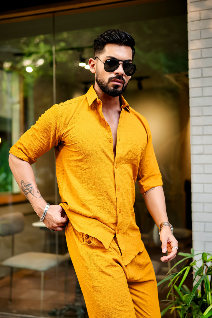 Mustard Premium Textured Co-Ords Set