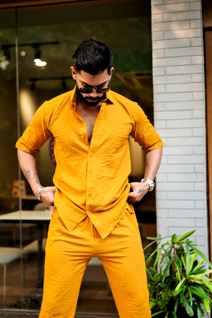 Mustard Premium Textured Co-Ords Set