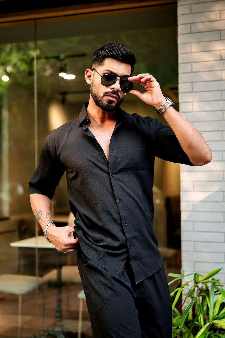 Black Premium Textured Co-Ords Set