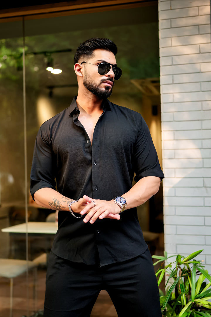 Black Premium Textured Co-Ords Set