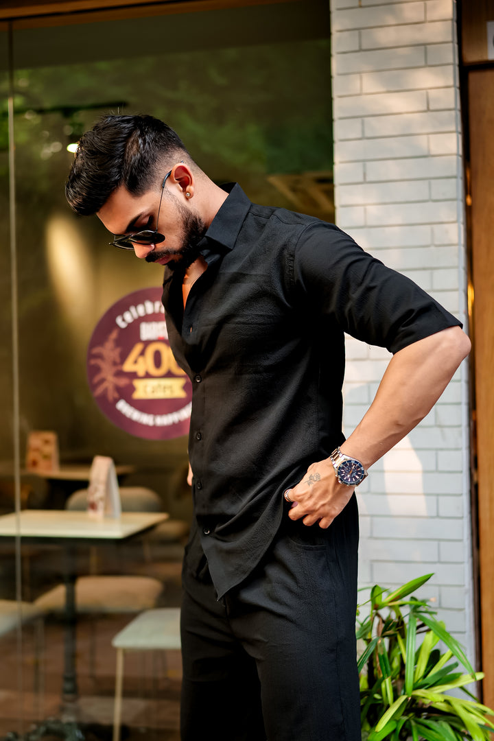 Black Premium Textured Co-Ords Set