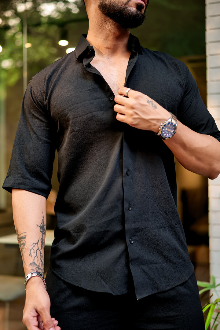 Black Premium Textured Co-Ords Set