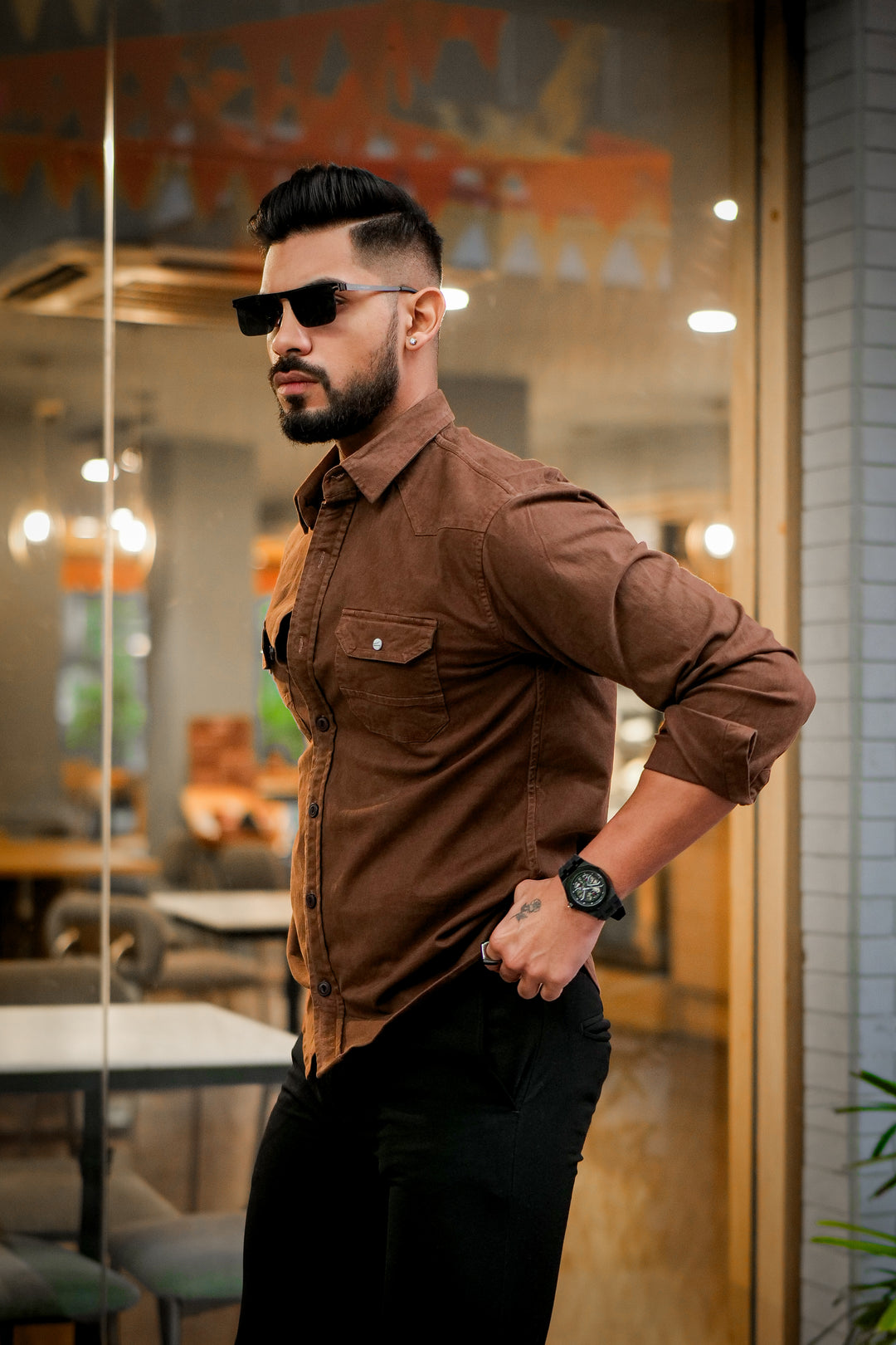 Brown Double Pocket Full Sleeve RFD Cotton Shirt – Trrendo
