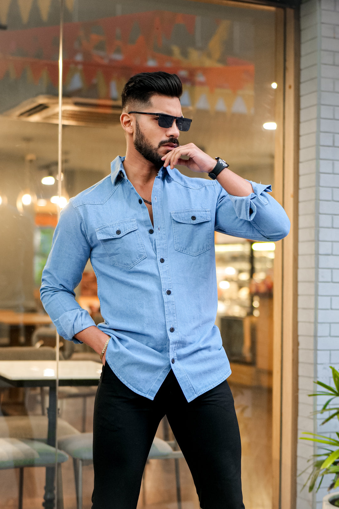 Blue Shirt With Jeans Dark Blue Cargo Denim Shirt