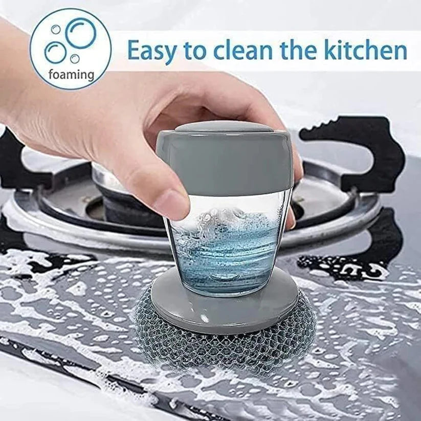 Handy Liquid Soap Dispenser Scrubber with Built-in Soap Pump