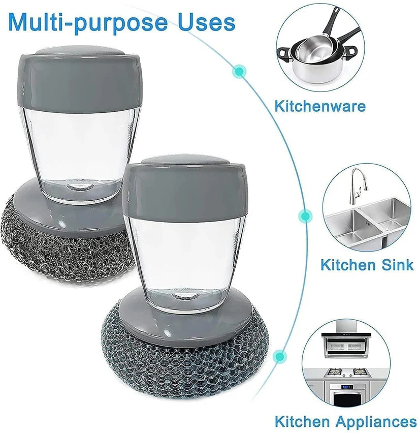 Handy Liquid Soap Dispenser Scrubber with Built-in Soap Pump