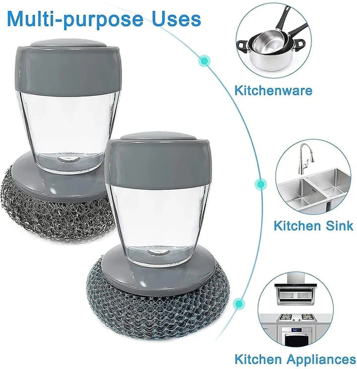 Handy Liquid Soap Dispenser Scrubber with Built-in Soap Pump
